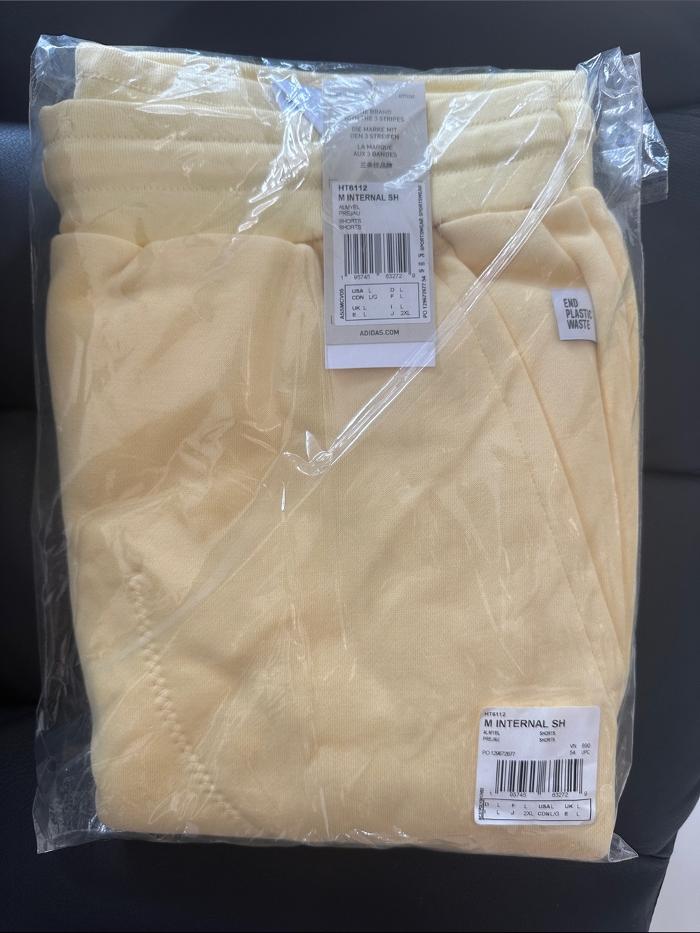 Adidas Yellow Casual Sweatshorts - Brand New Sealed With Tag - Size Large
